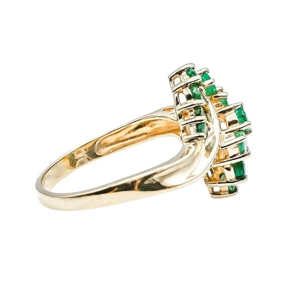 Vintage 10k Yellow Gold Natural Emerald Ring Size 7.5 - Picture 3 of 6